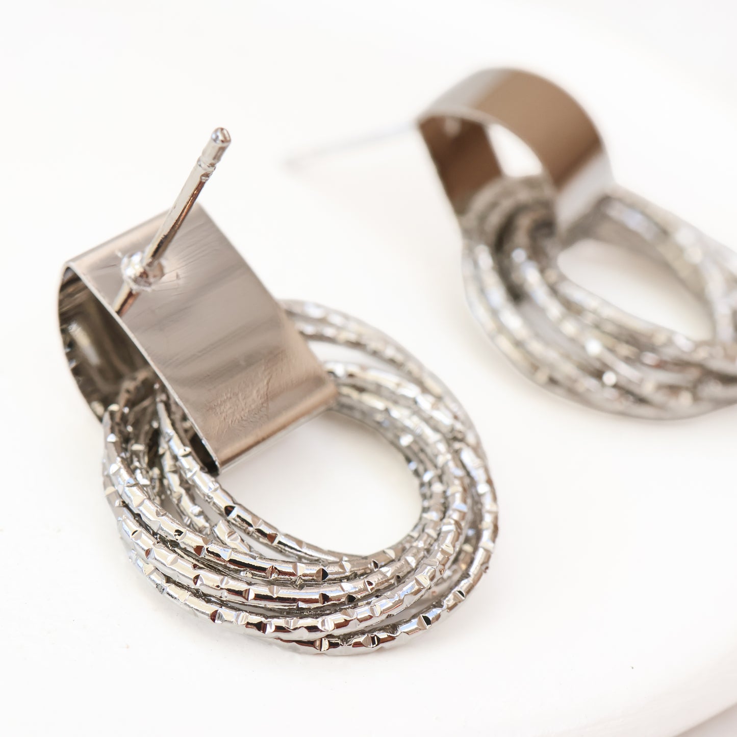 Eternity Textured Silver Earrings