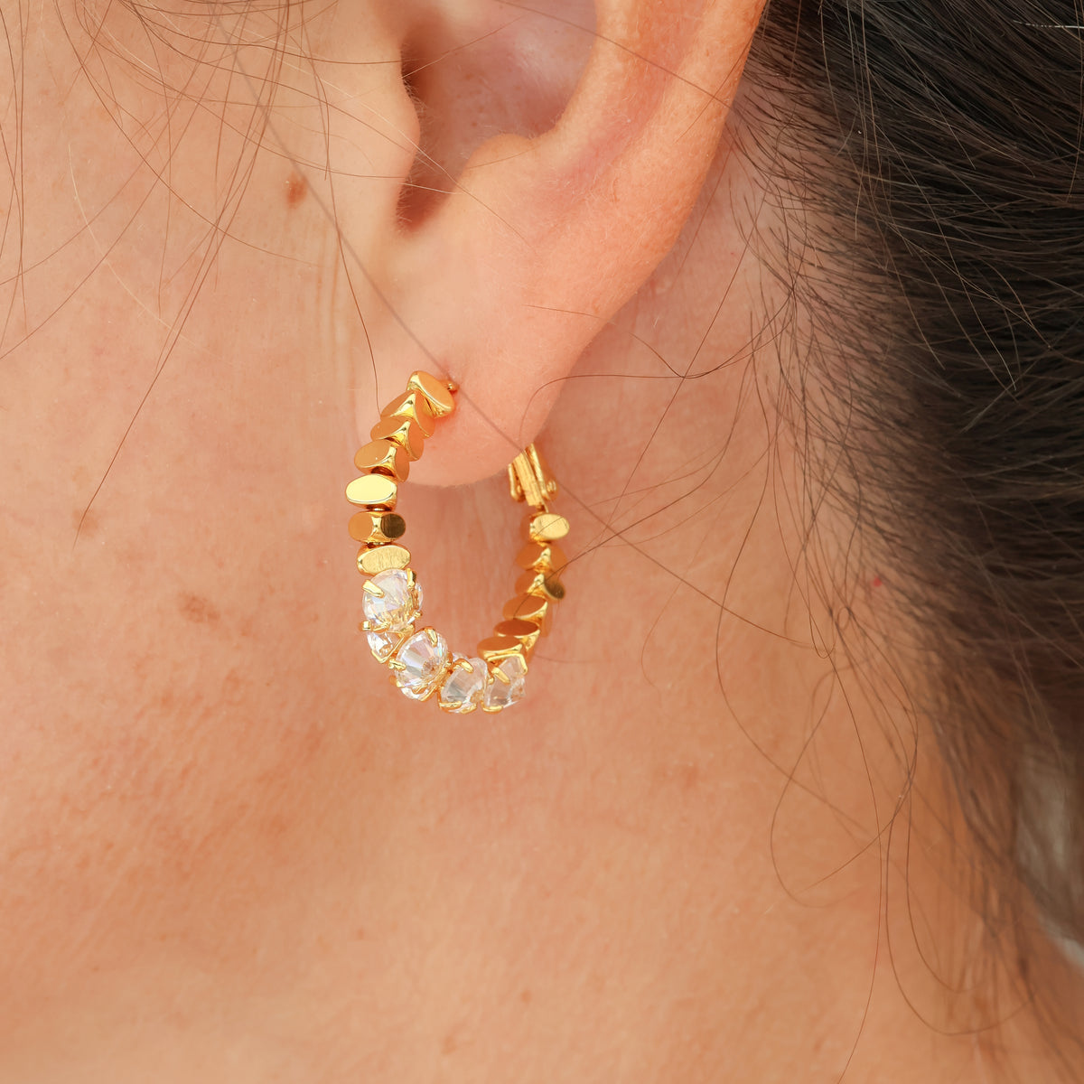 LUMINA Crystal Hoop Earrings - Gold
