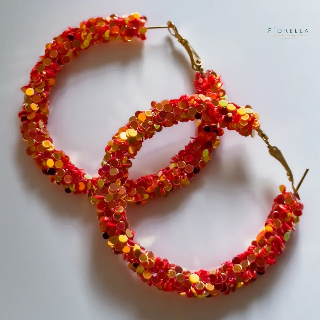 Confetti Sequin Large Hoops - Festival Edit