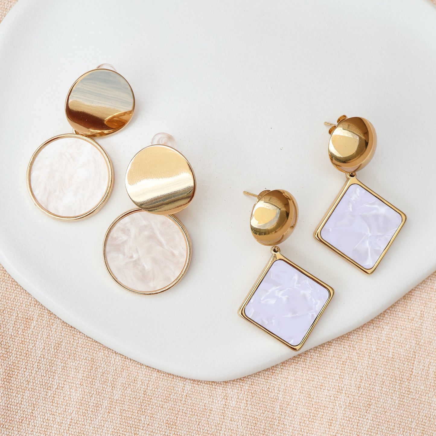 Oyster Glow Gold Statement Earrings