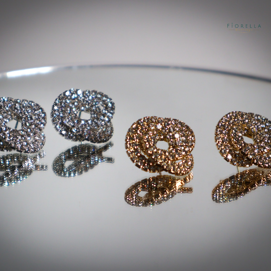 Silver Sparkle Elegant Swirl Diamanté Earrings - Silver