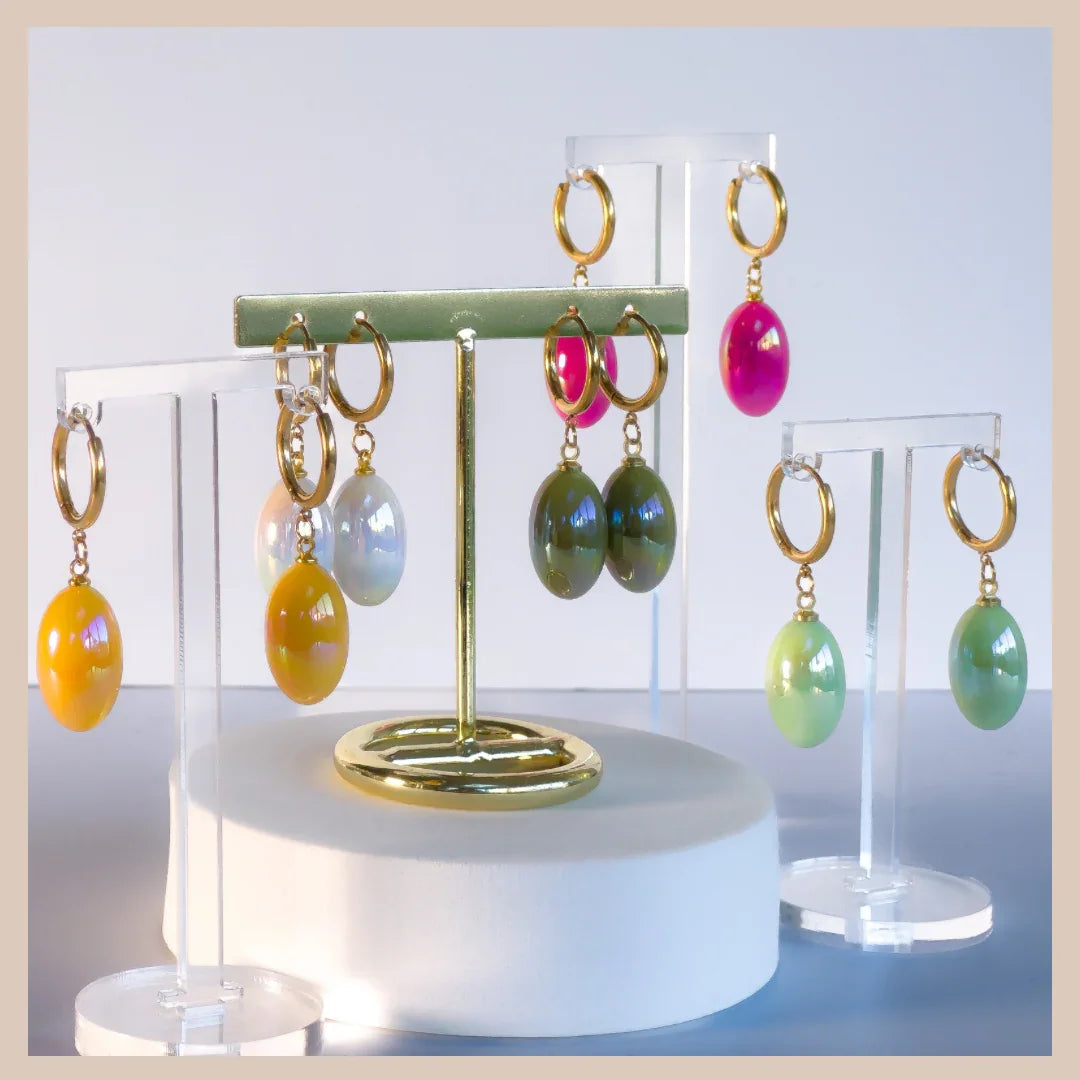 Aurora Iridescent Oval Drops - Ochre