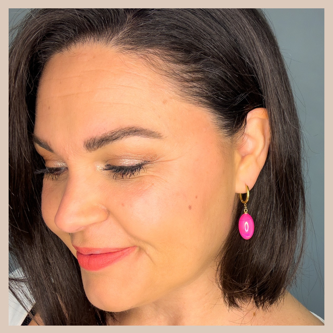 Aurora Iridescent Oval Drops - Fuchsia