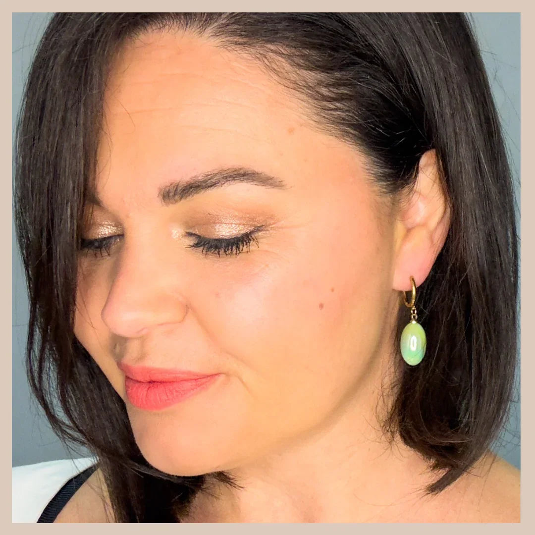 Aurora Iridescent Oval Drops - Sage Green
