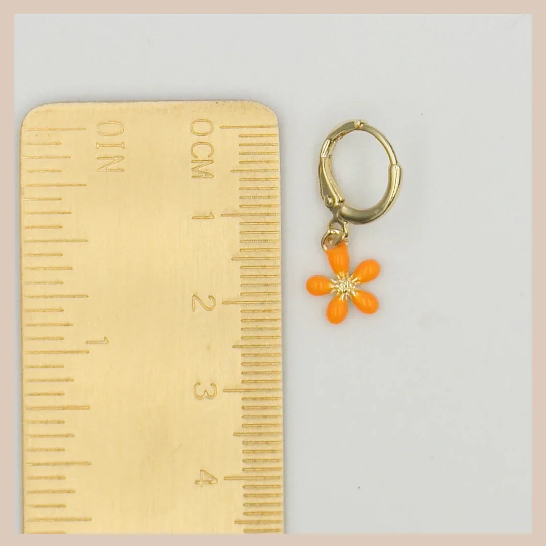 Mini Colouful Enamel Flower Drops - Orange