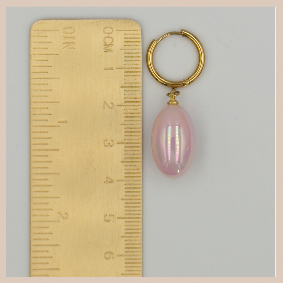 Aurora Iridescent Oval Drops - Soft Pink