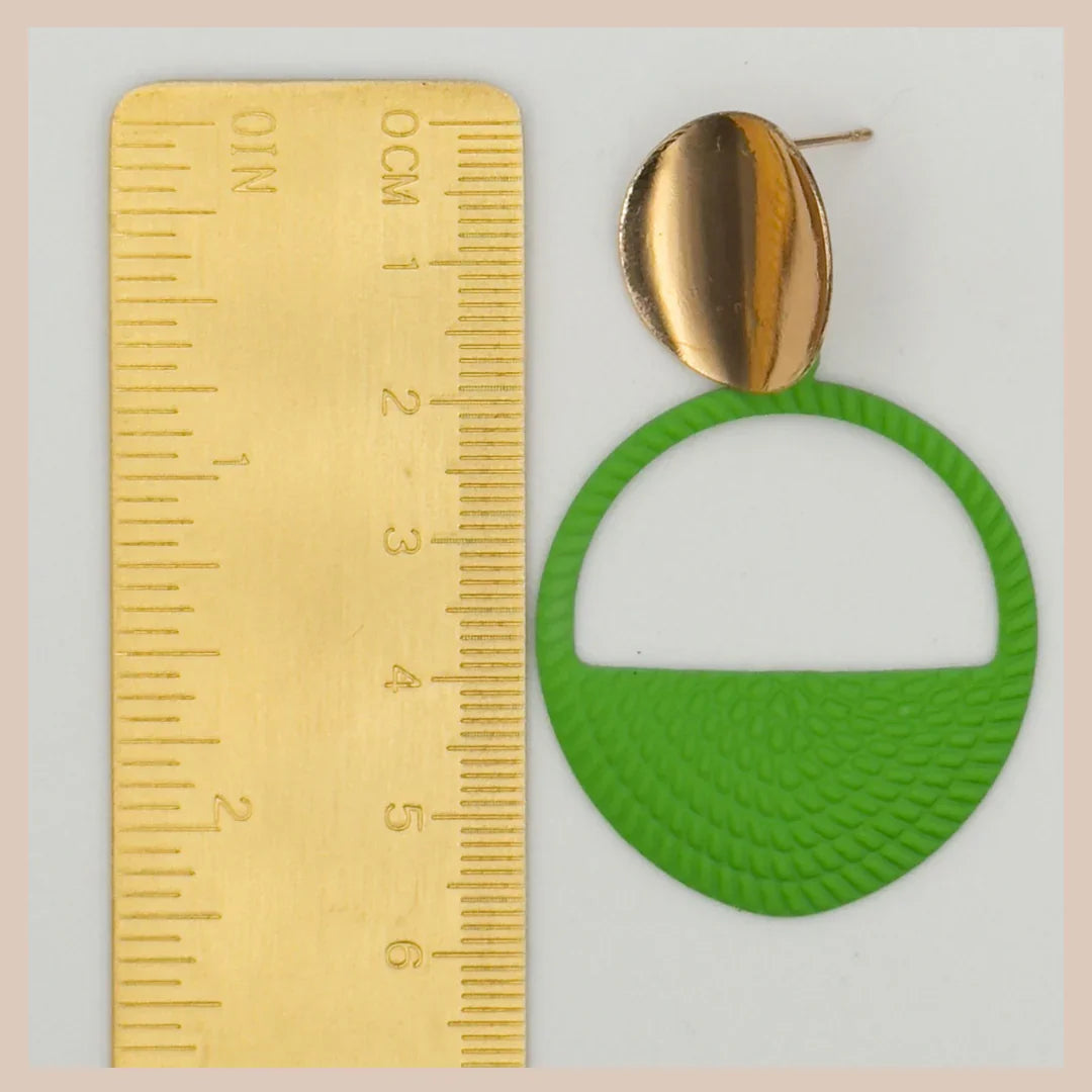 Golden Disc Embossed Earrings