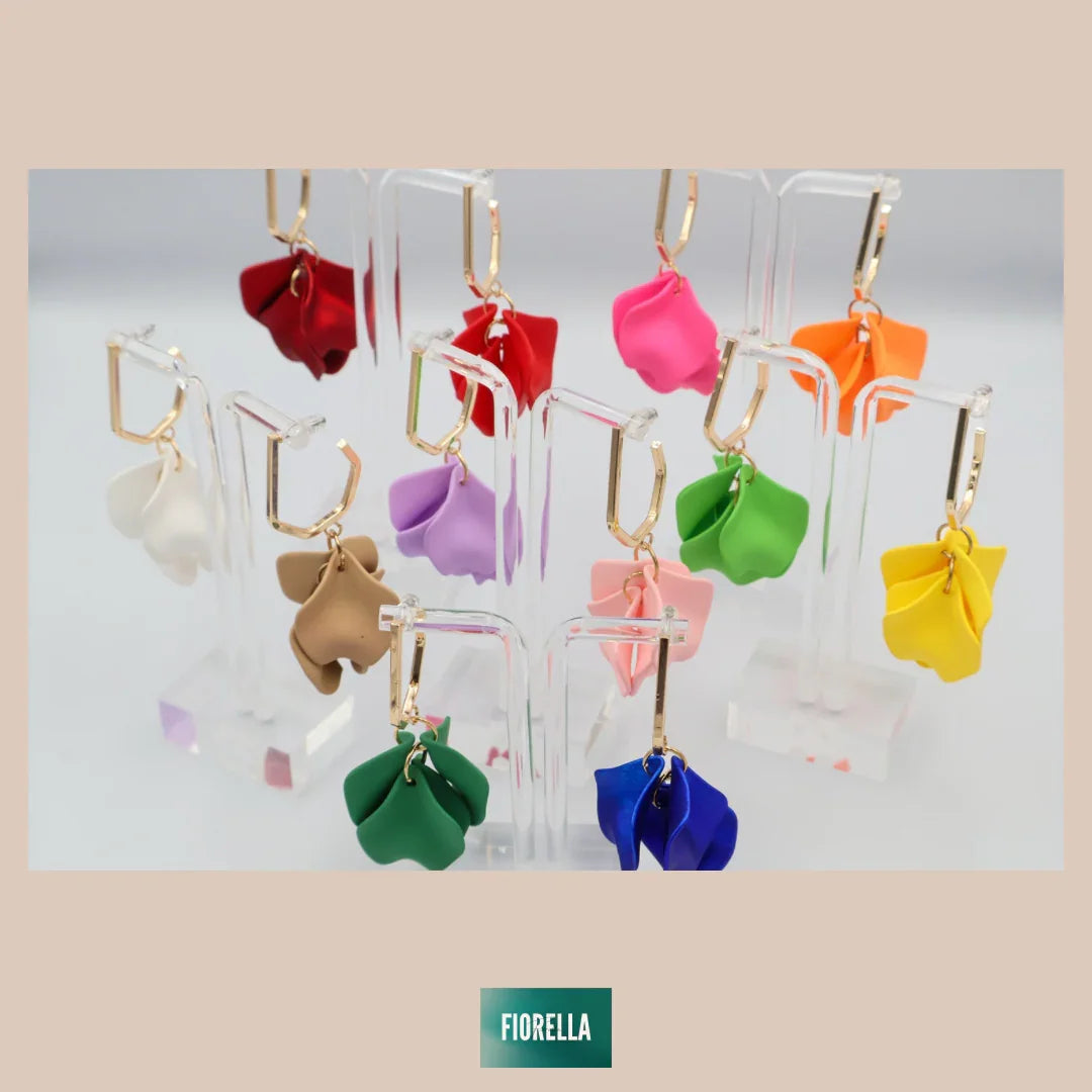 Large Petal Drop Earrings - Latte