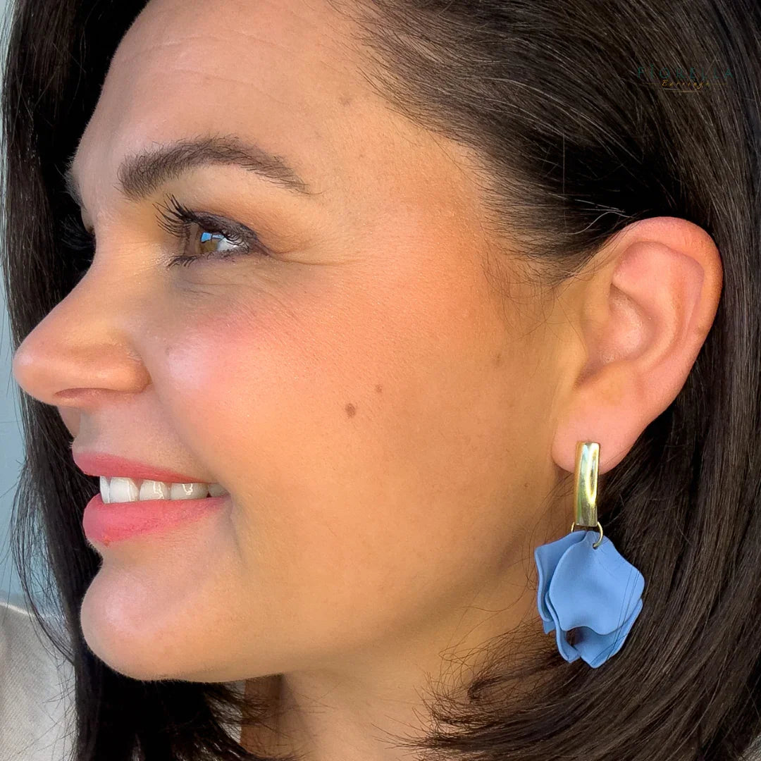 Petal Arc Drop Earrings - Cornflour Blue