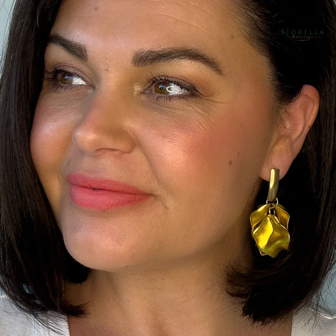 Petal Arc Drop Earrings - Silver or Gold