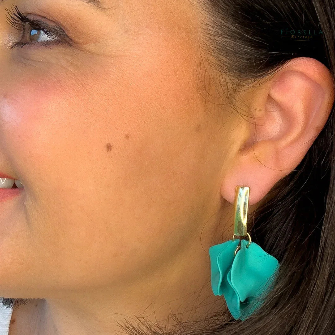 Petal Arc Drop Earrings - Jade