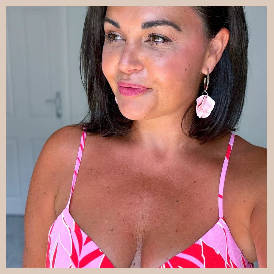 Large Petal Drop Earrings - Baby Pink