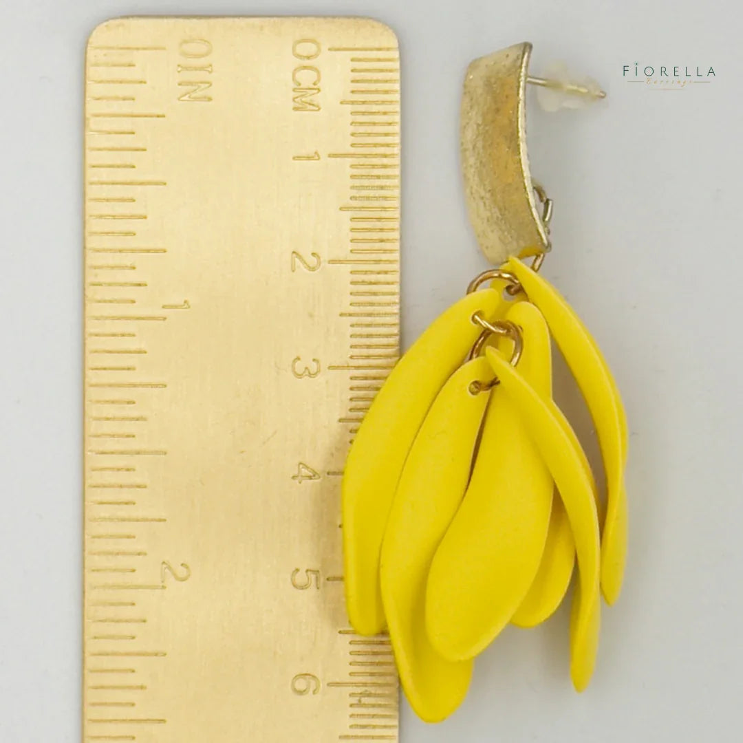 Tropicana Petal Drop Earrings - Bright Yellow
