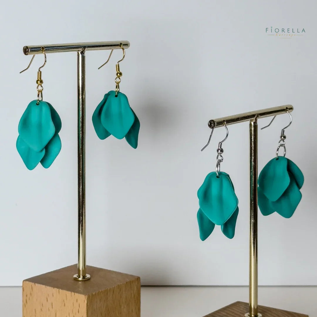 Blooming Petal Dangle Earrings - Jade