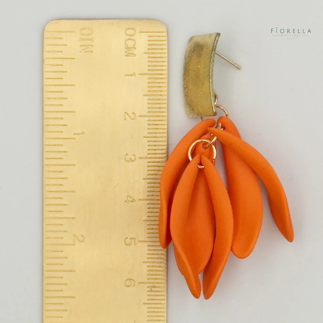 Tropicana Petal Drop Earrings - Orange