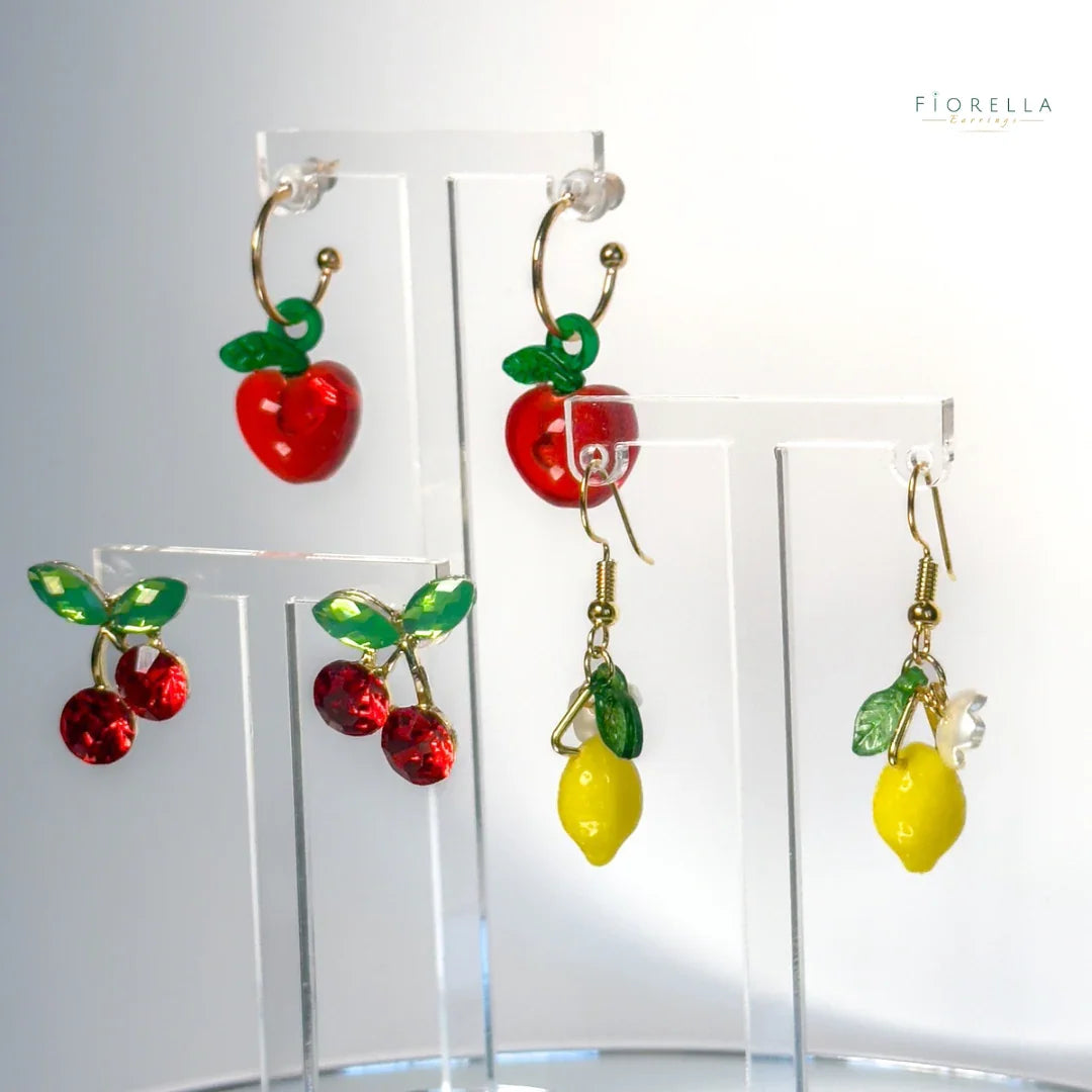 Sweet Apple Charm Hoop Earrings
