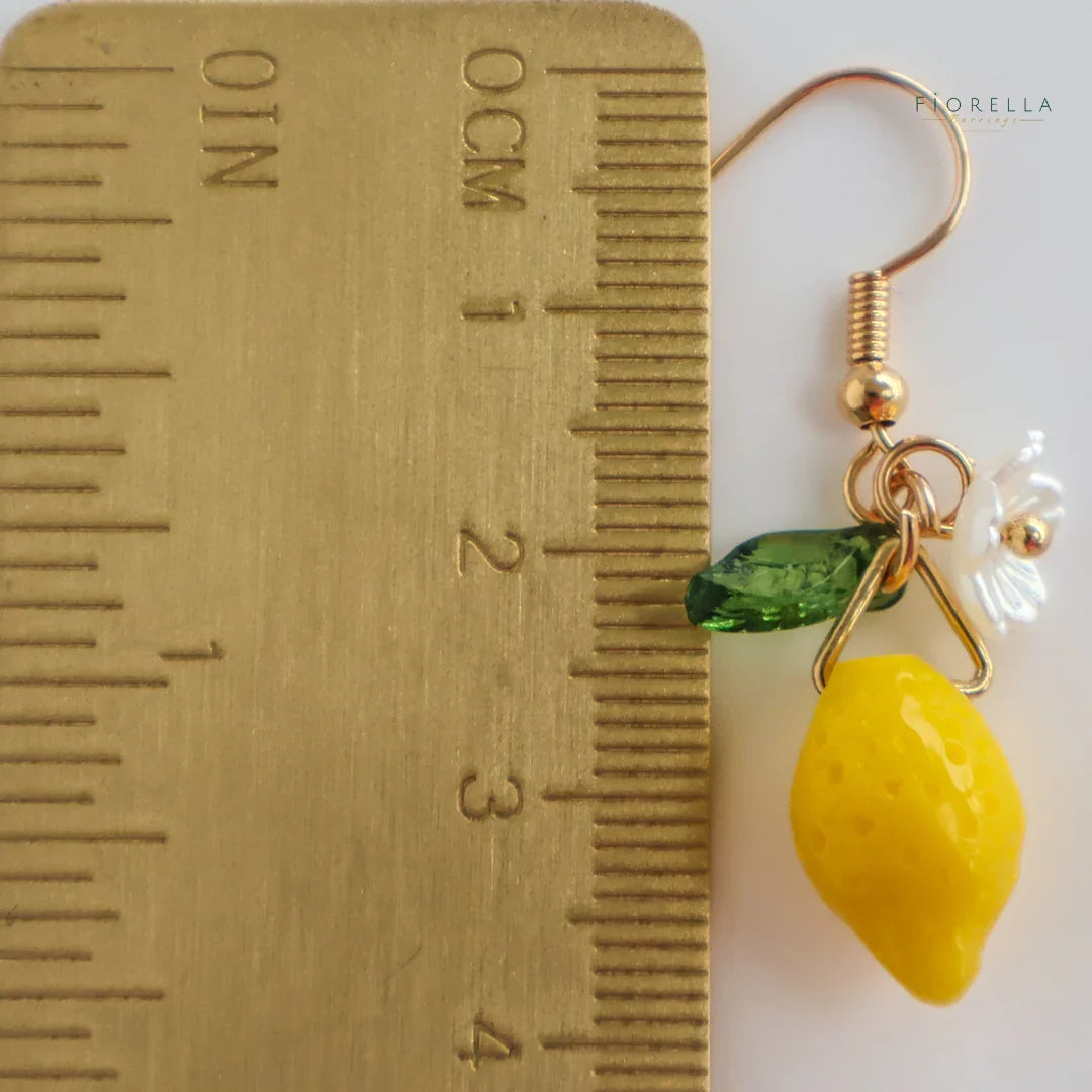 Zesty Lemon Charm Hook Earrings