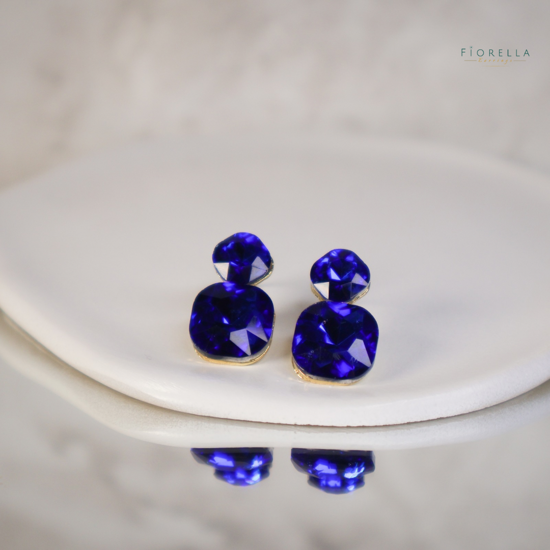 Radiance Duo Gem Earrings - Sapphire