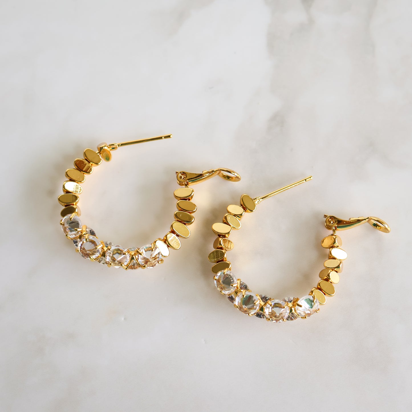 LUMINA Crystal Hoop Earrings - Gold