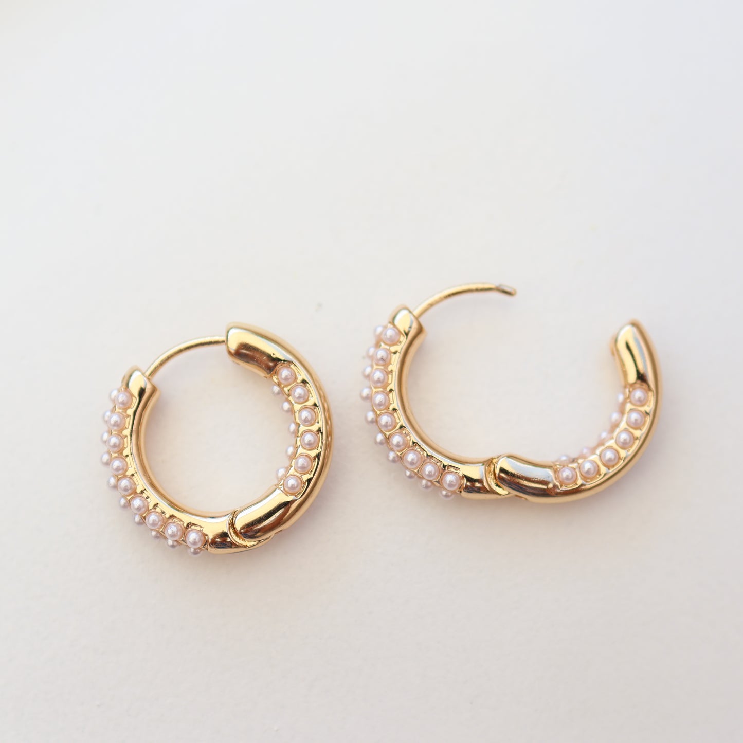Riviera Pearl Gold Hoop Earrings