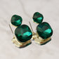 Radiance Duo Gem Earrings - Emerald Green