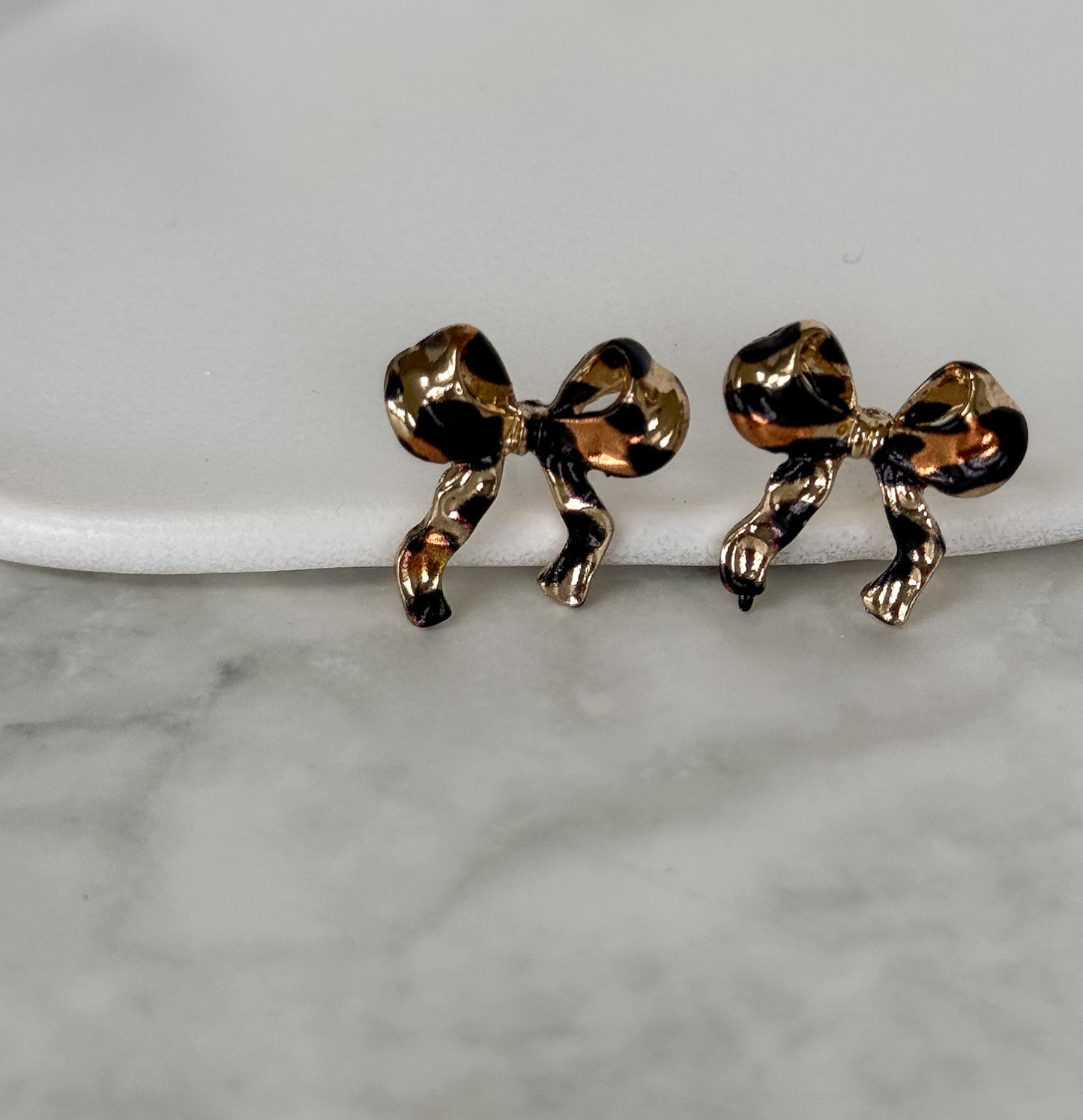 Leopard Print Bow Studs
