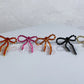 Diamante Bow Earrings - Dark Orange