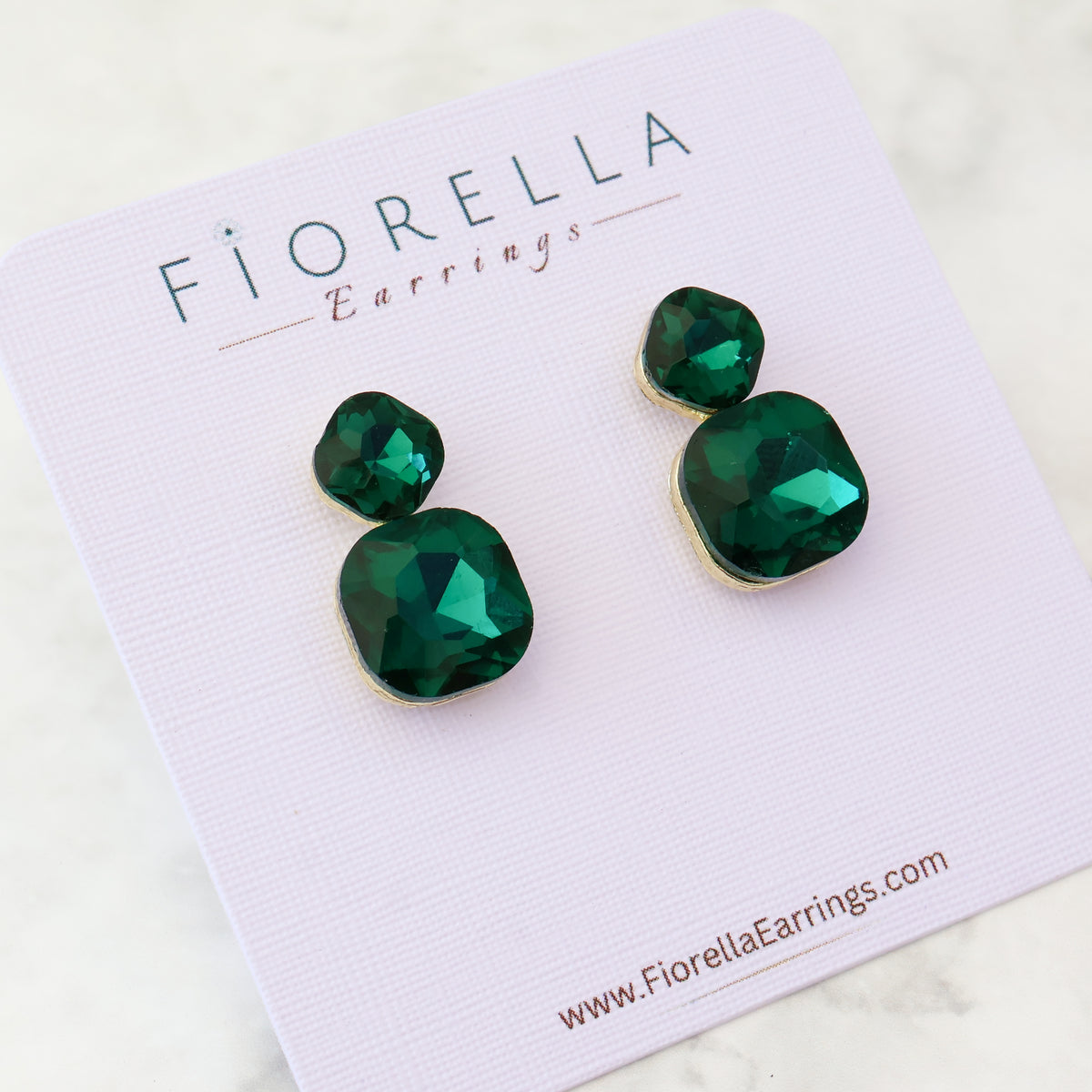 Radiance Duo Gem Earrings - Emerald Green
