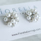 Fiore Pearl Stud Earrings - Silver