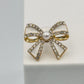 White Diamanté & Pearl Bow Stud Earrings