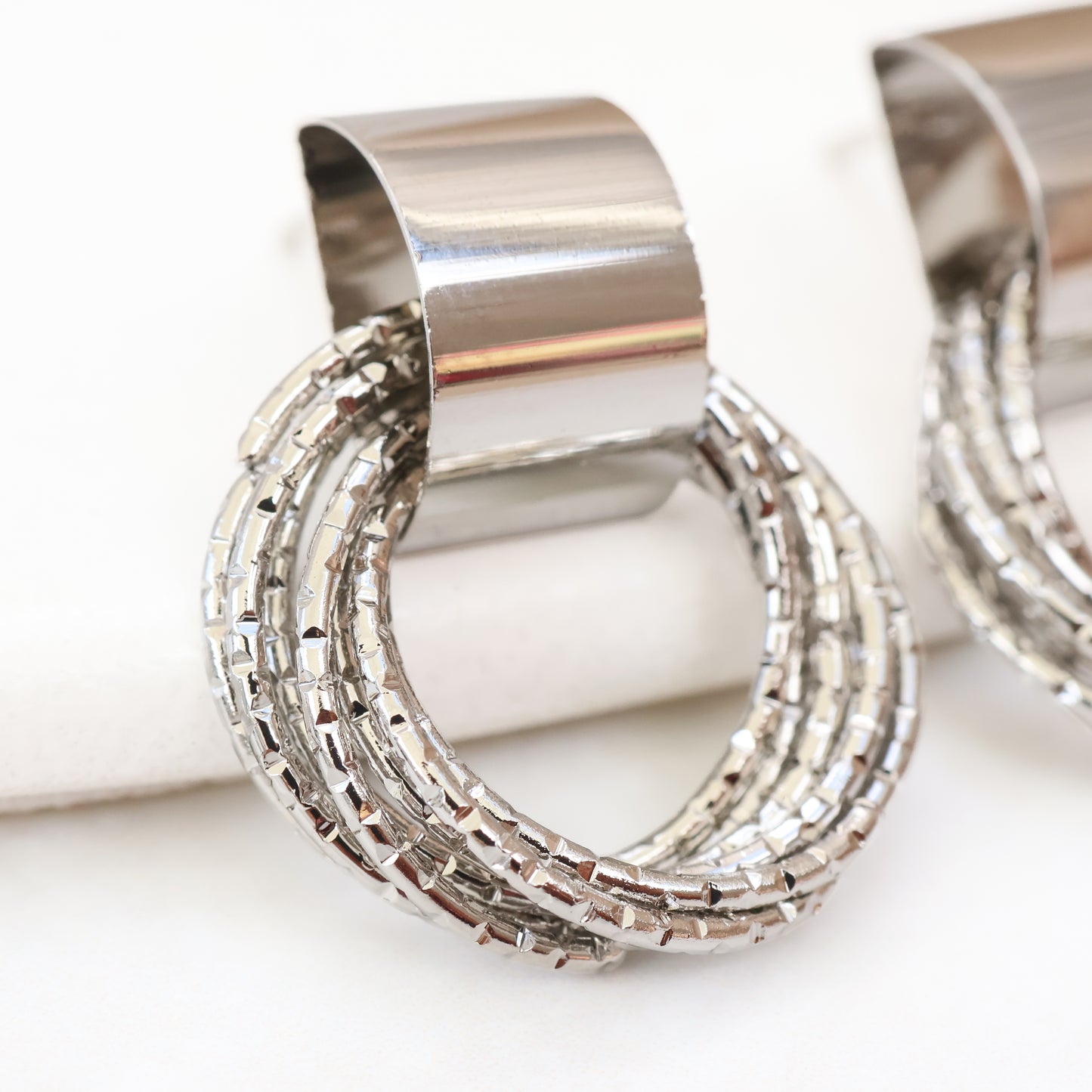 Eternity Textured Silver Earrings