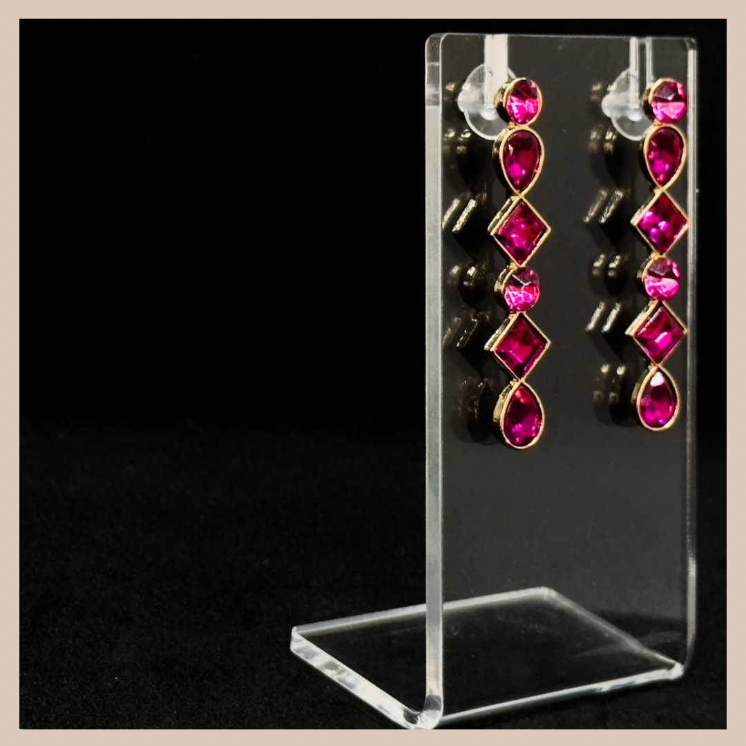 Multi shape Rhinestone Drops - Fuchsia