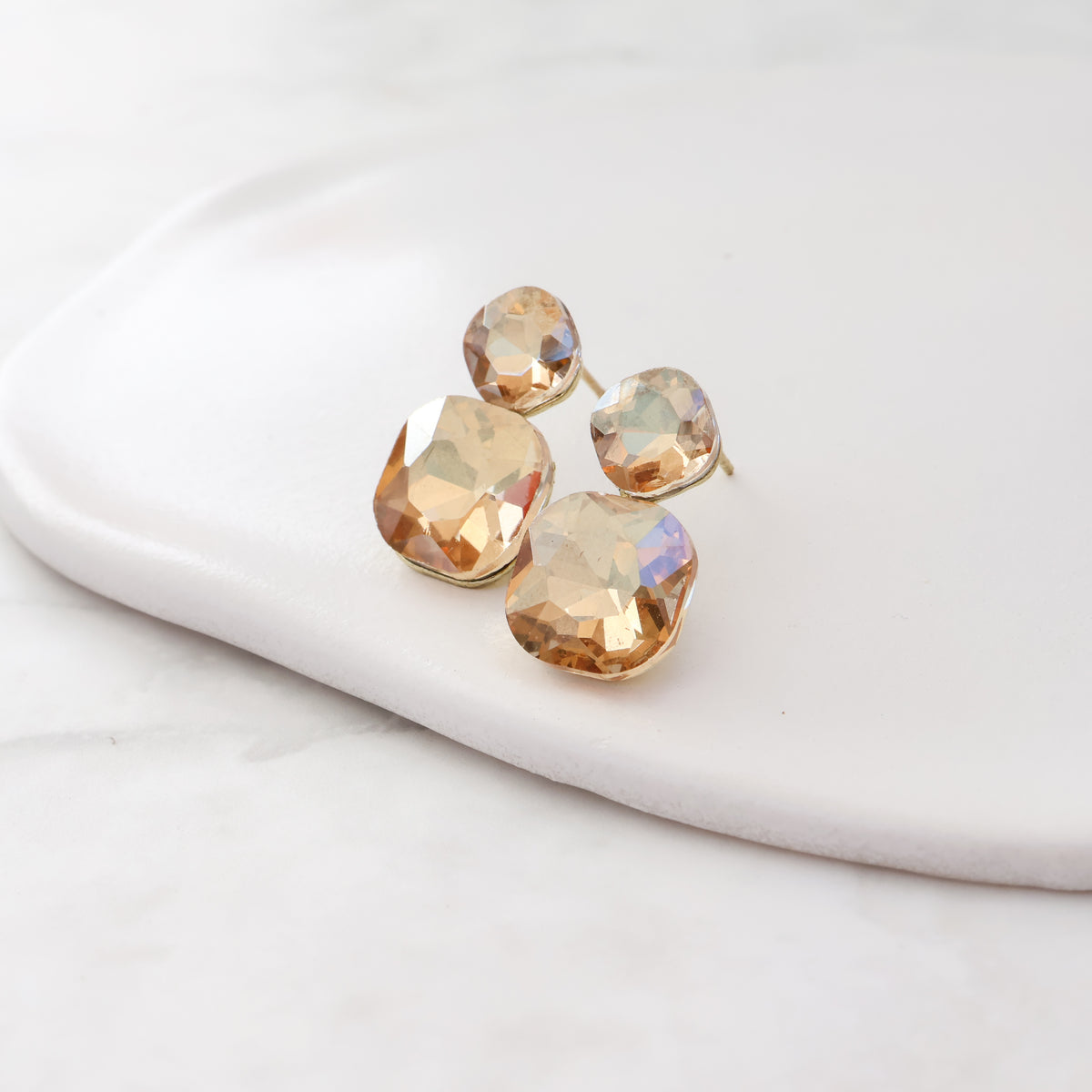 Radiance Duo Gem Earrings - Champagne