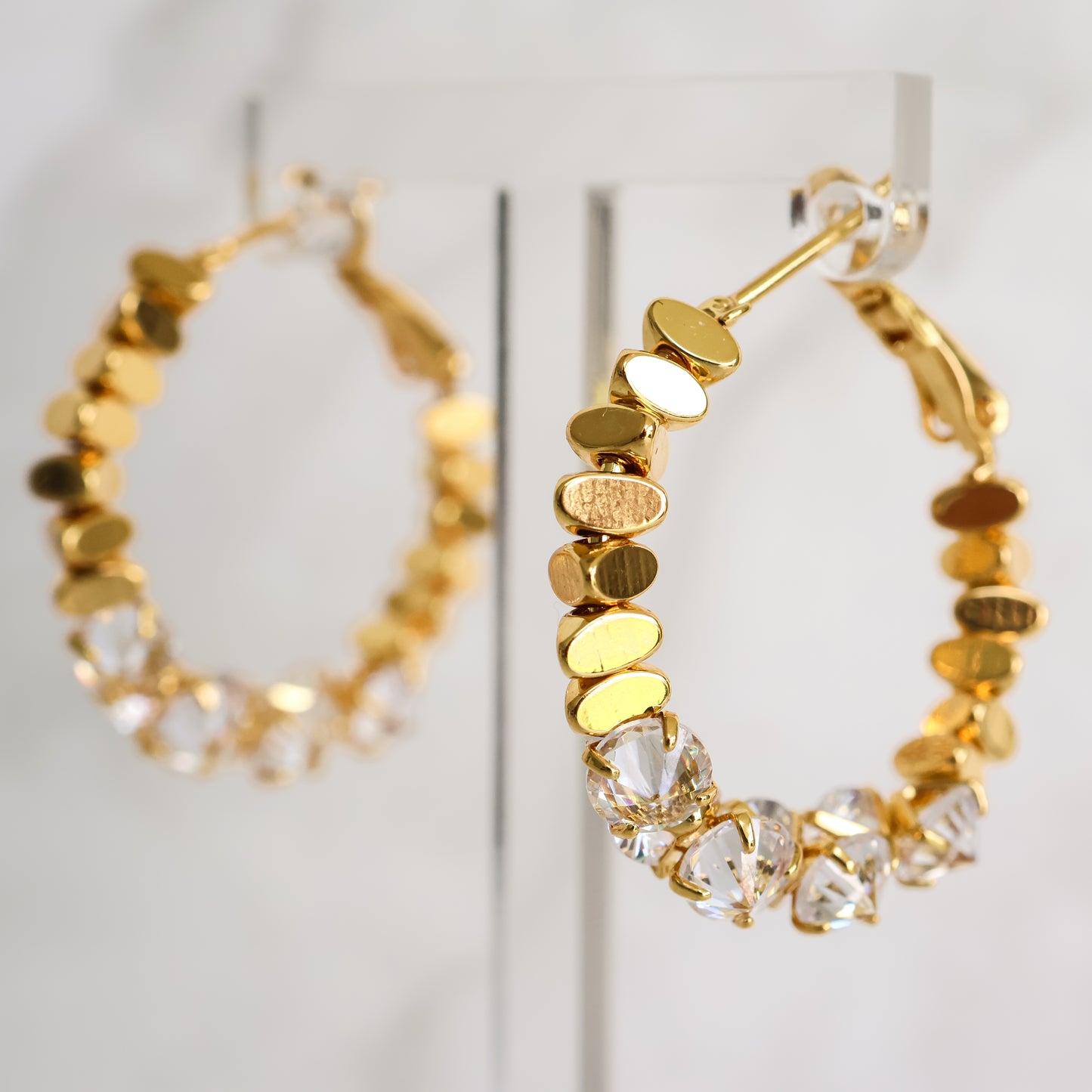 LUMINA Crystal Hoop Earrings - Gold