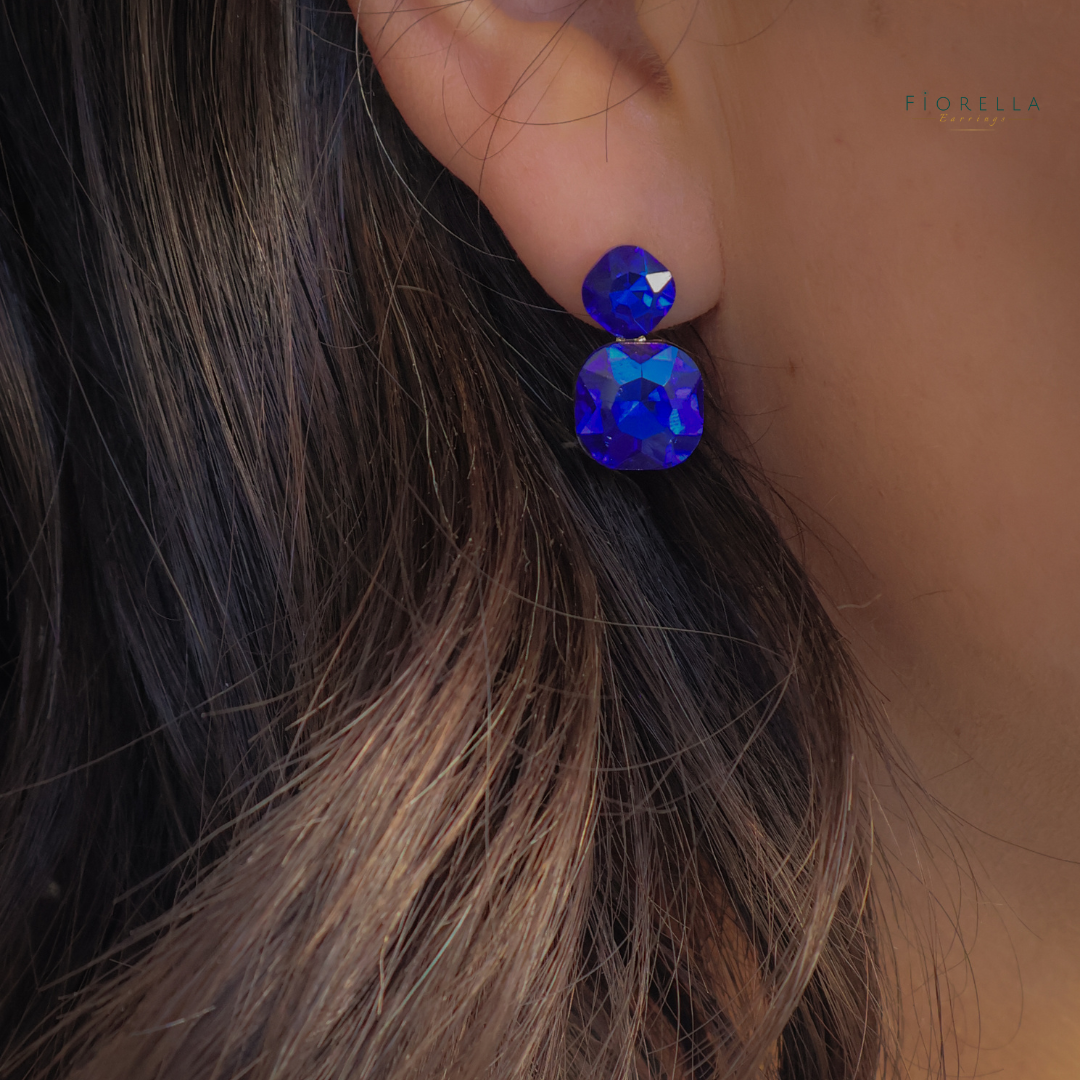 Radiance Duo Gem Earrings - Sapphire