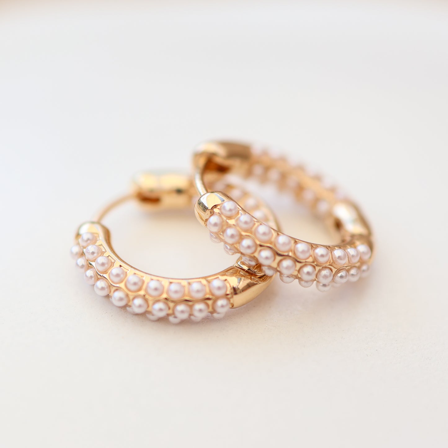 Riviera Pearl Gold Hoop Earrings