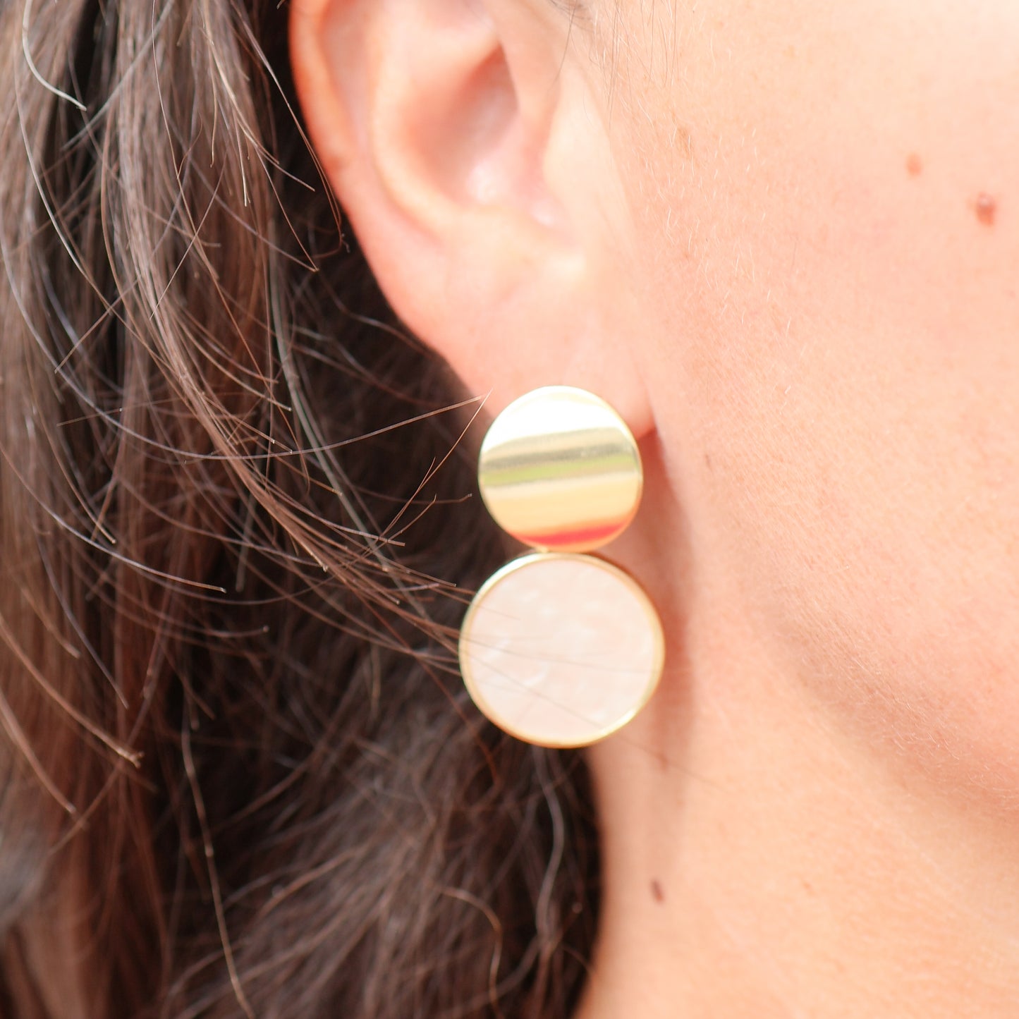 Oyster Glow Gold Statement Earrings