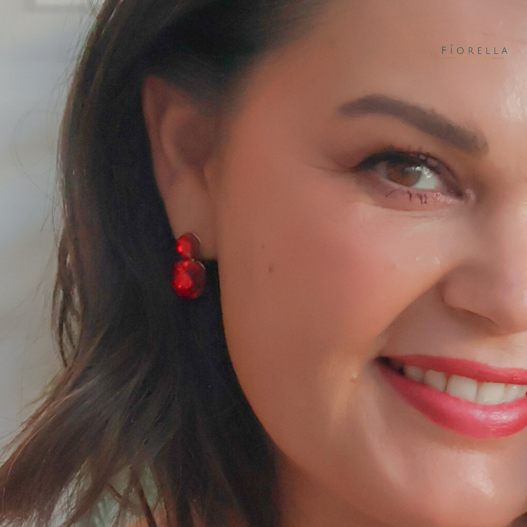 Radiance Duo Gem Earrings - Ruby