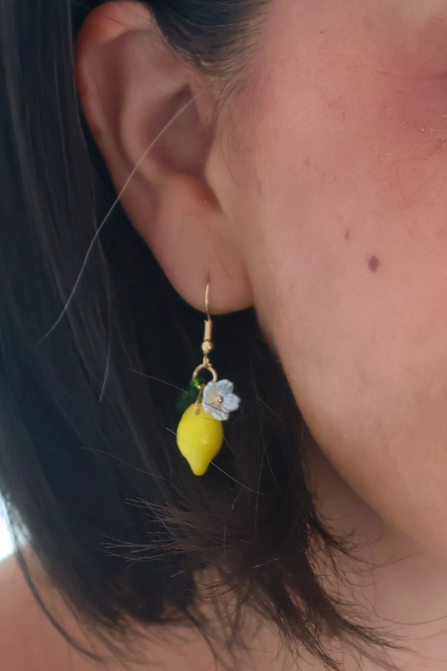 Zesty Lemon Charm Hook Earrings