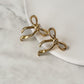 Ribbon Bow Stud Earrings - Gold