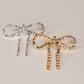 Iridescent Gold Diamanté Wide Bow Earrings