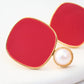 Viva Pearl Stud Earrings - Clay Red
