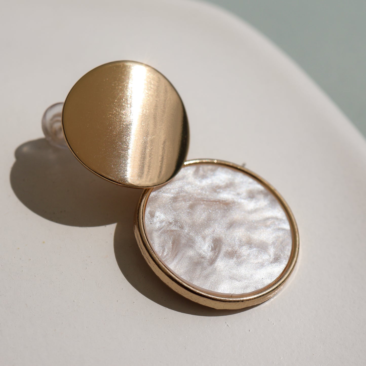 Oyster Glow Gold Statement Earrings