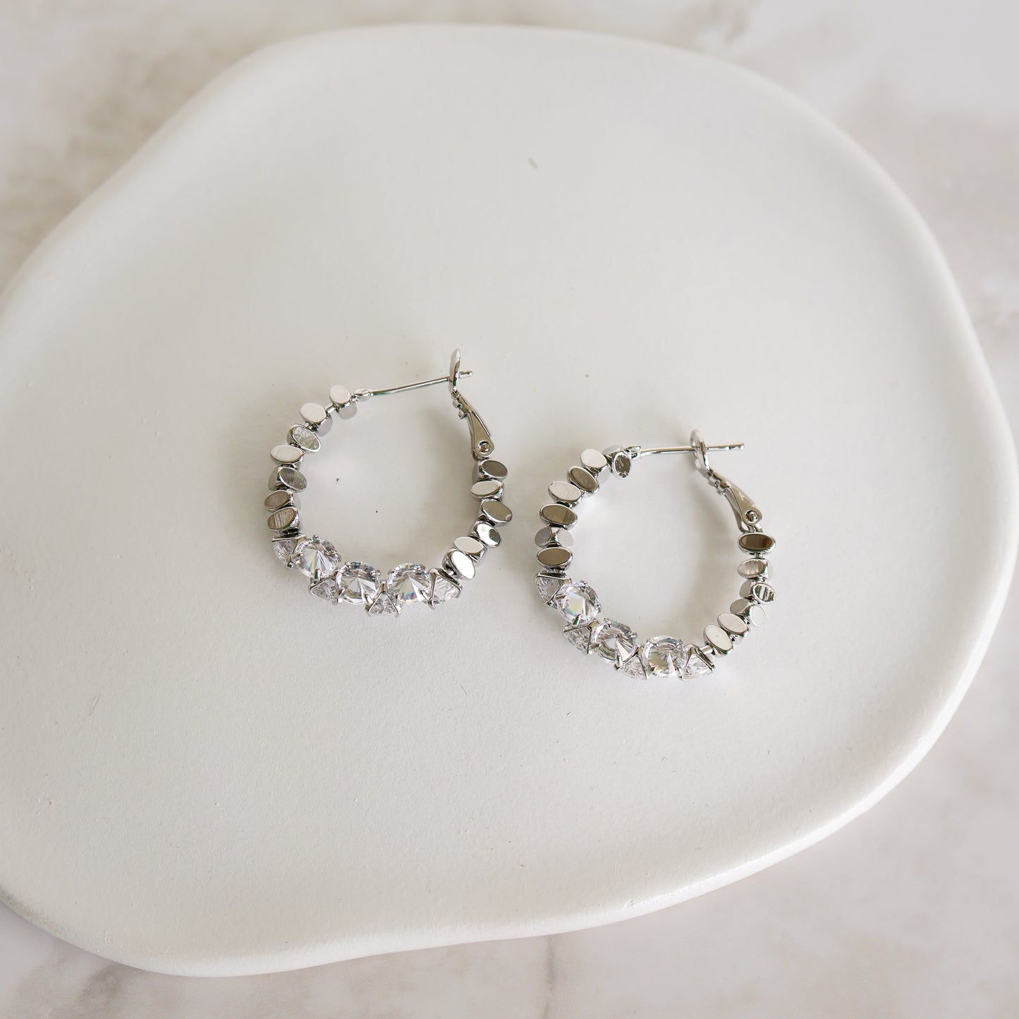 LUMINA Crystal Hoop Earrings - Silver