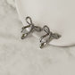 Ribbon Bow Stud Earrings - Silver