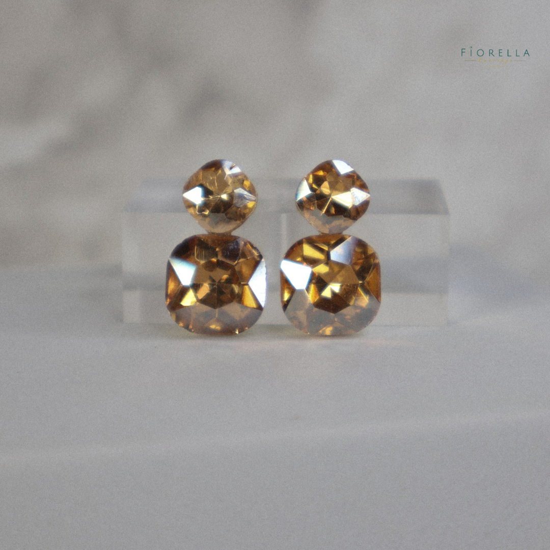 Radiance Duo Gem Earrings - Champagne