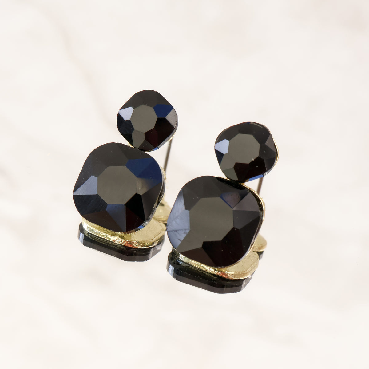 Radiance Duo Gem Earrings - Black