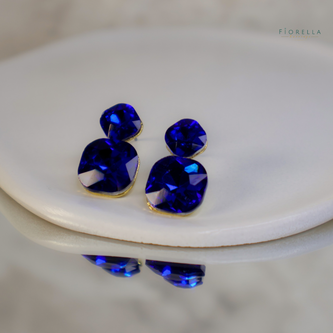 Radiance Duo Gem Earrings - Sapphire