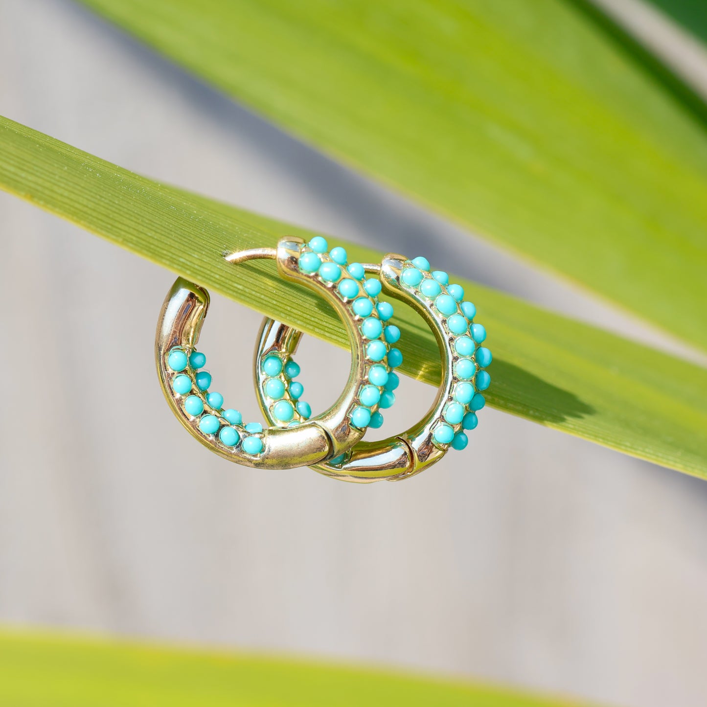 Aegean Turquoise Gold Hoop Earrings