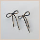 Diamante Bow Earrings - Black & Gold Mix